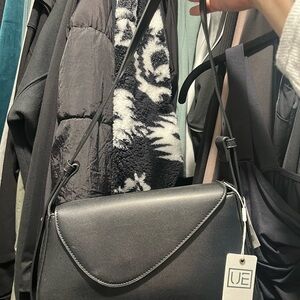 UE Black Crossbody Bag with Curved Flap